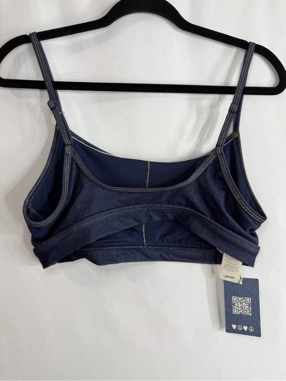 Aerie x AE Denim Bikini Set Blue Bralette Swim 2 Piece Top & Bottoms XL NWT